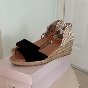Eric Michael Black and Tan Espadrille Wedges